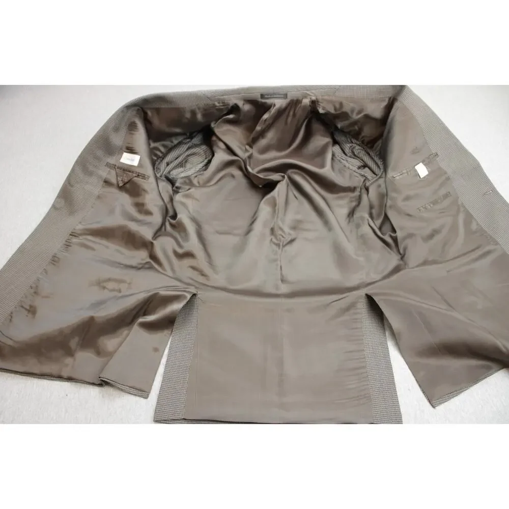 Calvin Klein Blazer Mens 42L Brown 100% Wool Peak Label